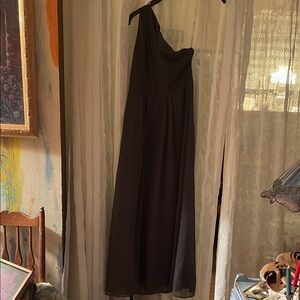 Elegant Grey Strapless Evening Gown